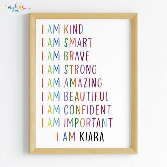 Multicolored daily positive affirmations wall art wooden frame