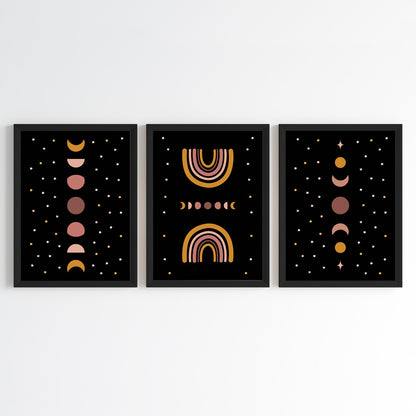 Mystic Moon Phases Wall Art (Framed Set of 3)