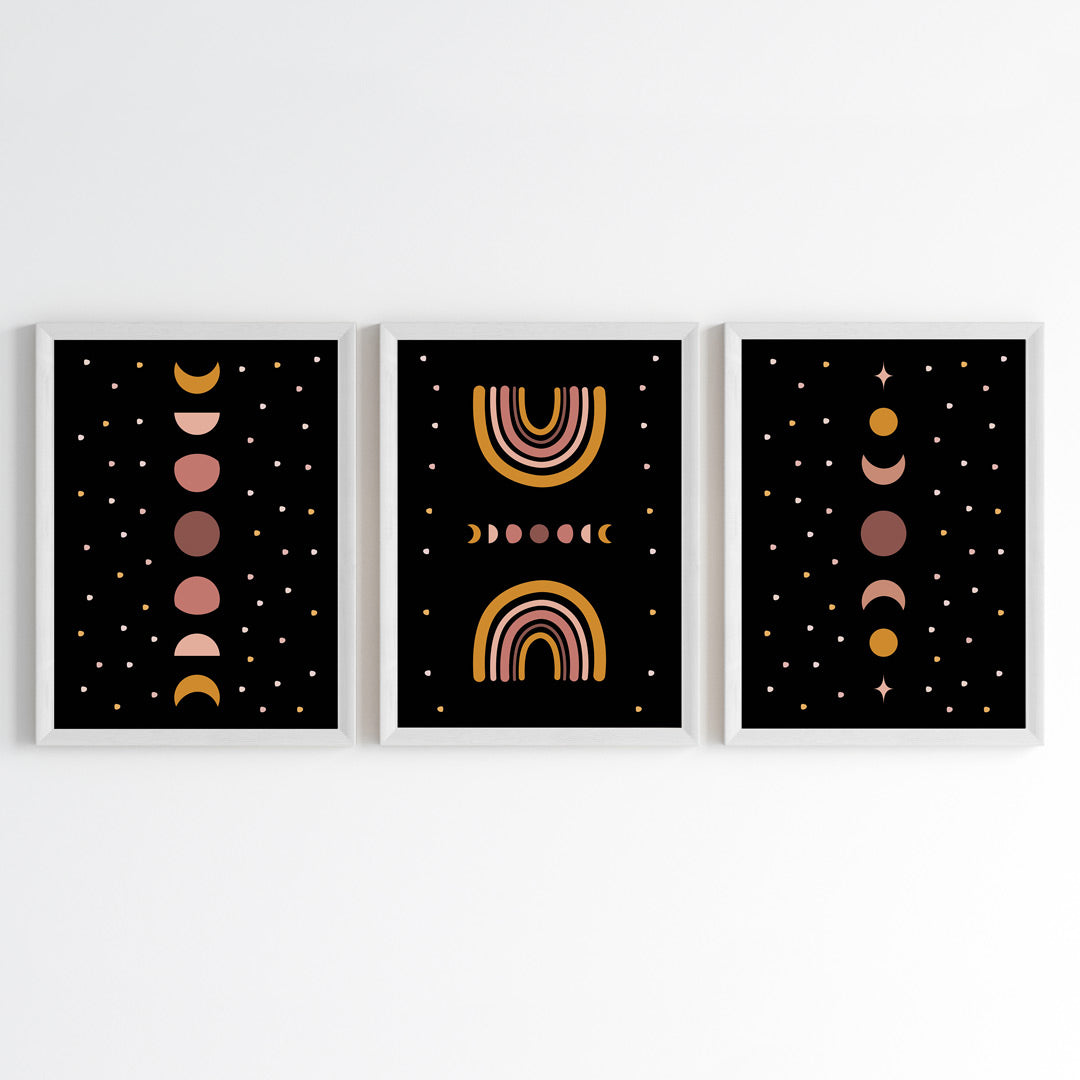 Mystic Moon Phases Wall Art (Framed Set of 3)