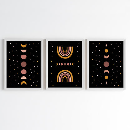 Mystic Moon Phases Wall Art (Framed Set of 3)