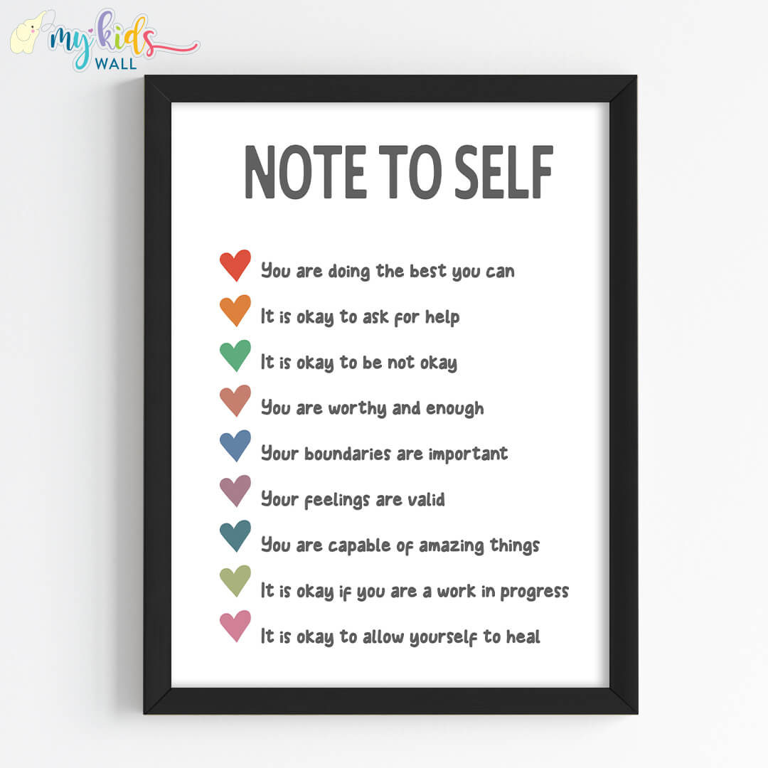 Important Notes to Self Motivational Wall Art (Framed) – My Kids Wall