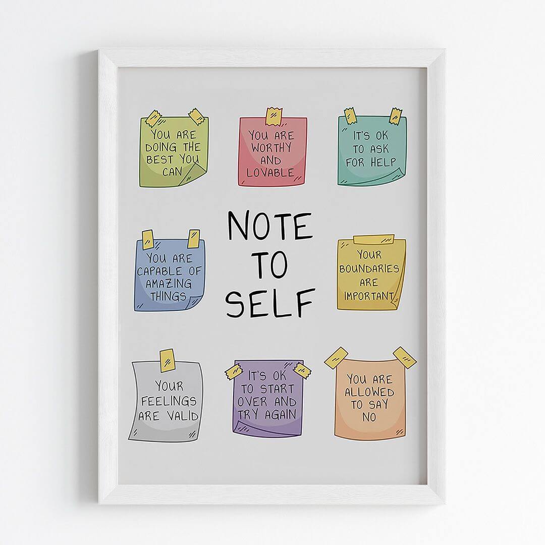 Self motivational quote white frame