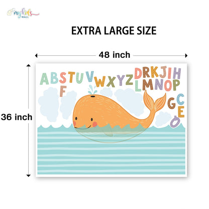 Ocean Whale & Colorful Alphabets Personalized Wall Stickers