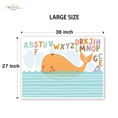 Ocean Whale & Colorful Alphabets Personalized Wall Stickers