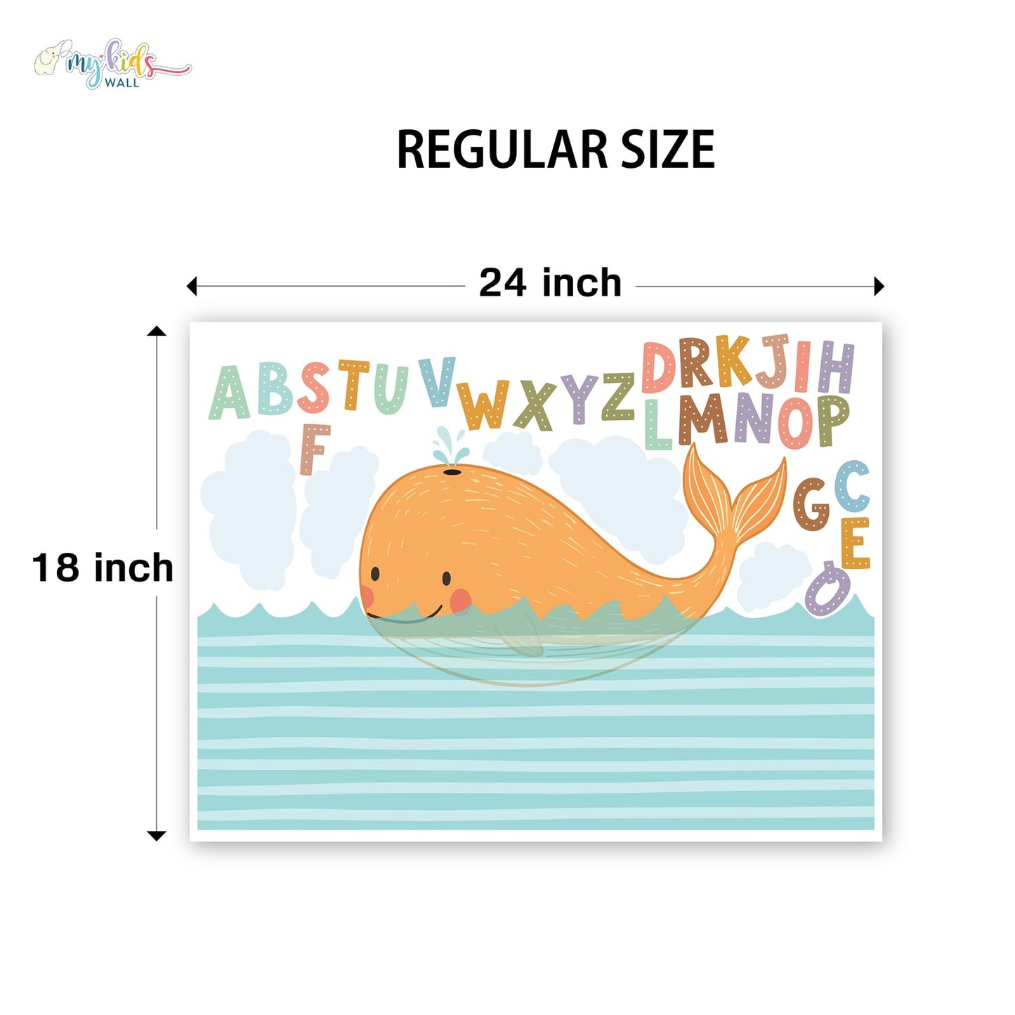 Ocean Whale & Colorful Alphabets Personalized Wall Stickers