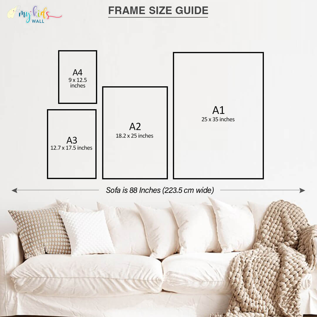 office vertical A4 to A1 frame size chart