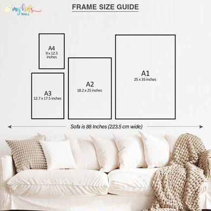 office vertical A4 to A1 frame size chart