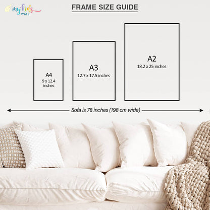 office vertical A4 to A2 frame size chart