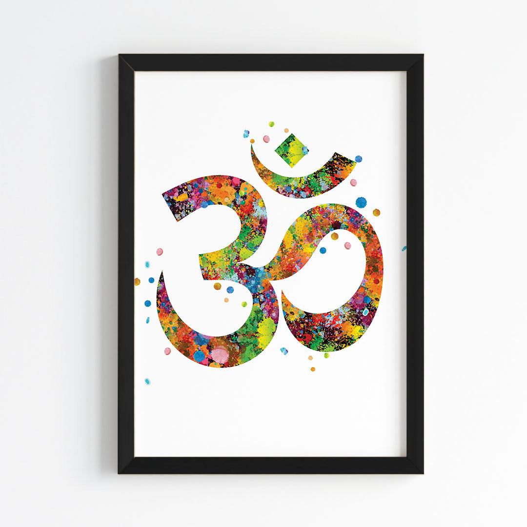 Om Symbol Watercolor Wall Art (Framed)