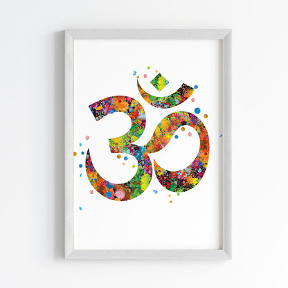 Om Symbol Watercolor Wall Art (Framed)