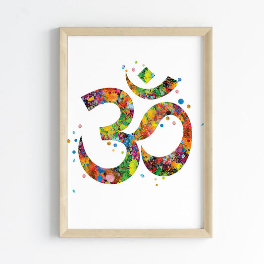 Om Symbol Watercolor Wall Art (Framed)