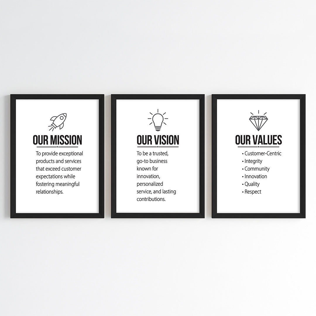 Our Mission, Vision, Value Wall Art (Framed Set of 3)