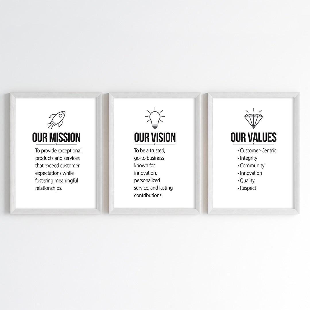 Our Mission, Vision, Value Wall Art (Framed Set of 3)