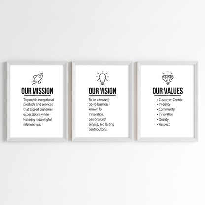 Our Mission, Vision, Value Wall Art (Framed Set of 3)