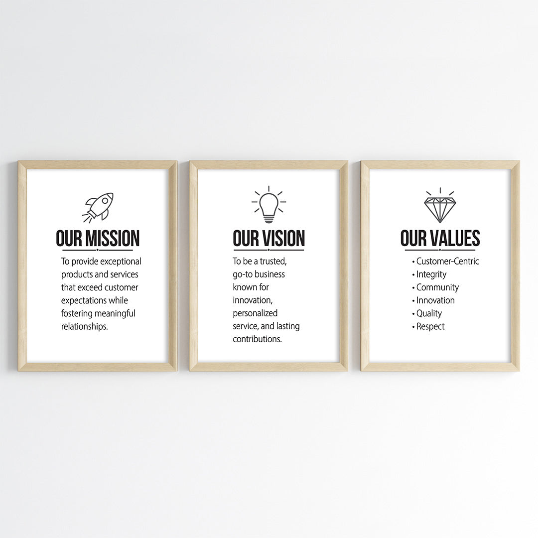 Our Mission, Vision, Value Wall Art (Framed Set of 3)