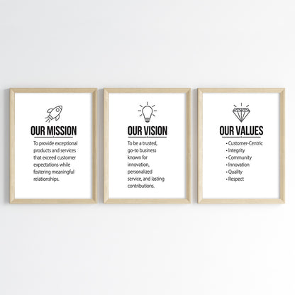 Our Mission, Vision, Value Wall Art (Framed Set of 3)