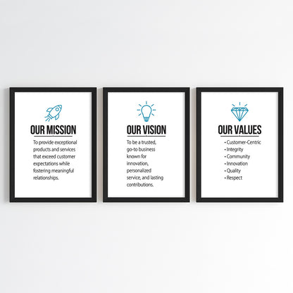 Our Mission, Vision, Value Wall Art (Framed Set of 3)