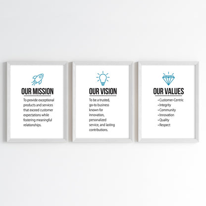 Our Mission, Vision, Value Wall Art (Framed Set of 3)