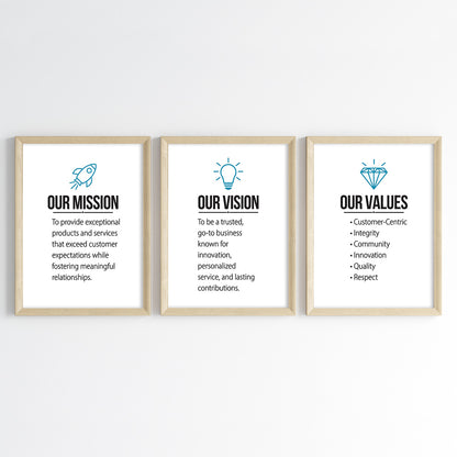 Our Mission, Vision, Value Wall Art (Framed Set of 3)