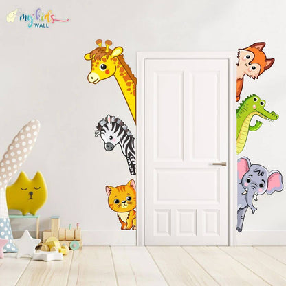 Peeping Animals Door Edge Wall Sticker