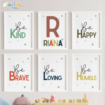 Kindness quotes wall art set of 6 white frame