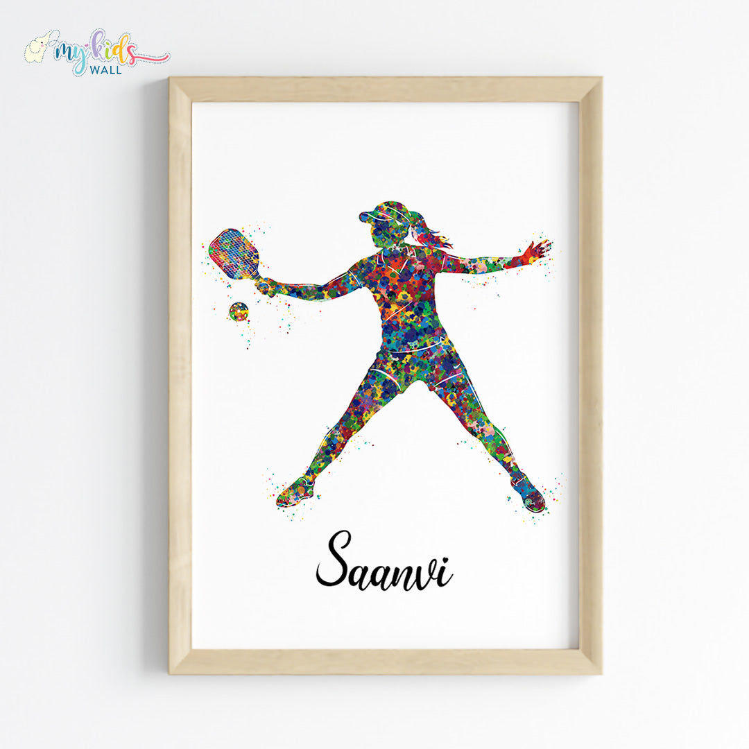 Pickleball Girl Player  Personalised Wall Art Framed Wooden
