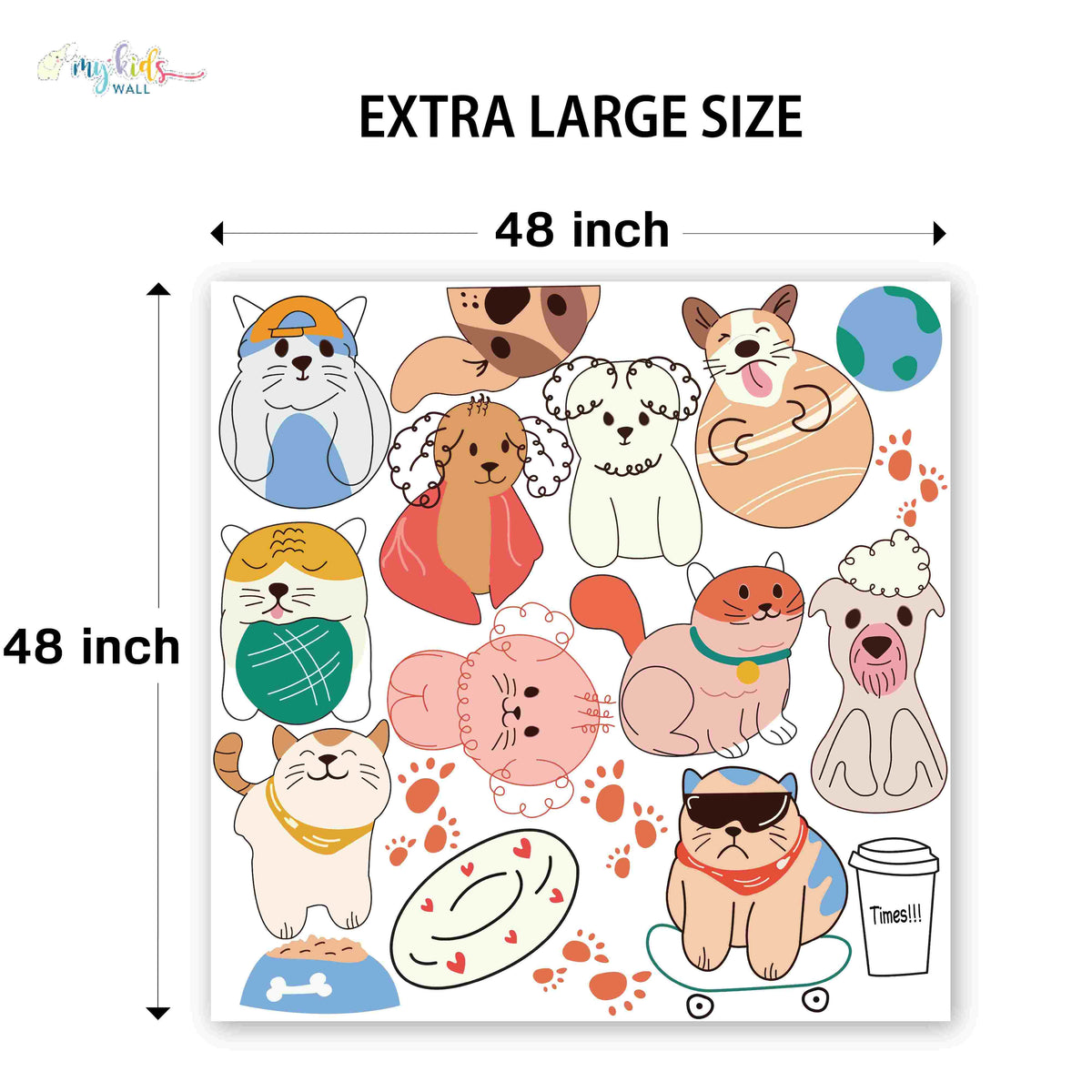 Playful Cats & Puppies Personalized Wall Stickers