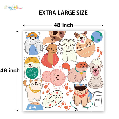 Playful Cats & Puppies Personalized Wall Stickers