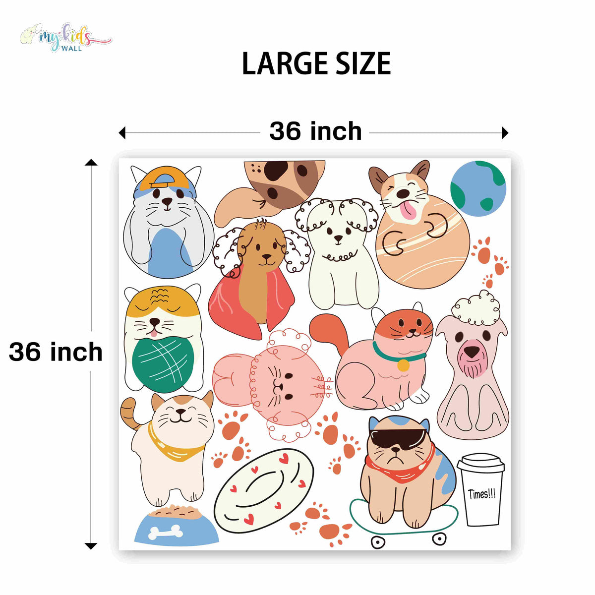 Playful Cats & Puppies Personalized Wall Stickers