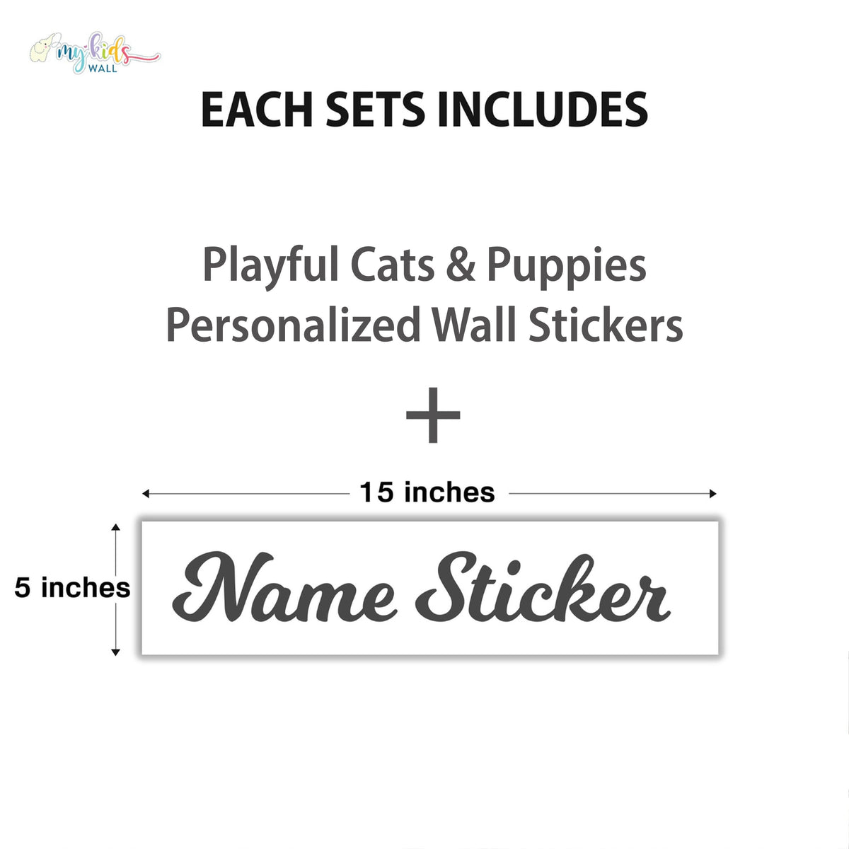 Playful Cats & Puppies Personalized Wall Stickers