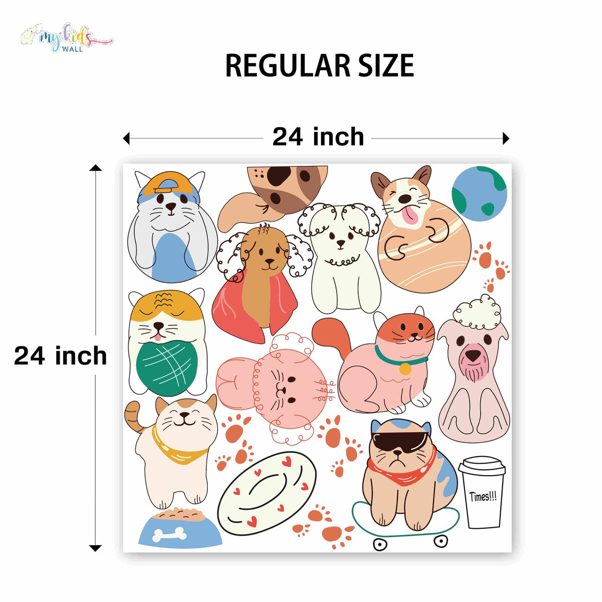 Playful Cats & Puppies Personalized Wall Stickers