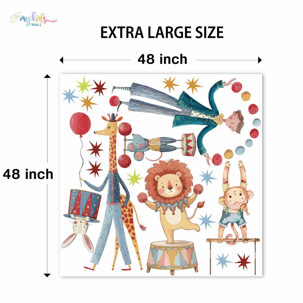 Playful Magical Circus Animals Personalized Wall Stickers