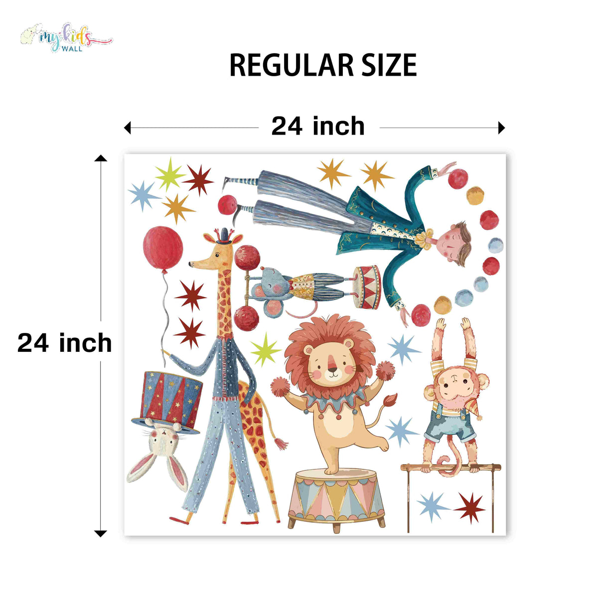Playful Magical Circus Animals Personalized Wall Stickers