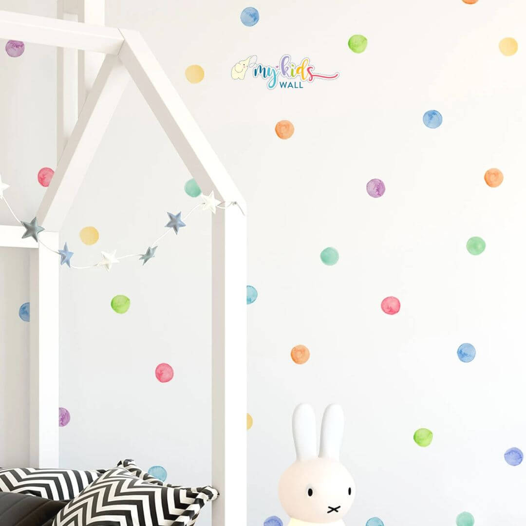 Watercolor Polka Dots Colorful Wall Stickers