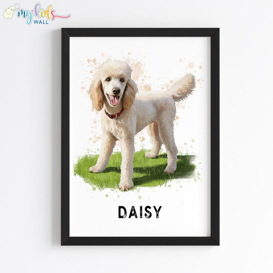 Poodle Dog Personalised Wall Art Framed Black