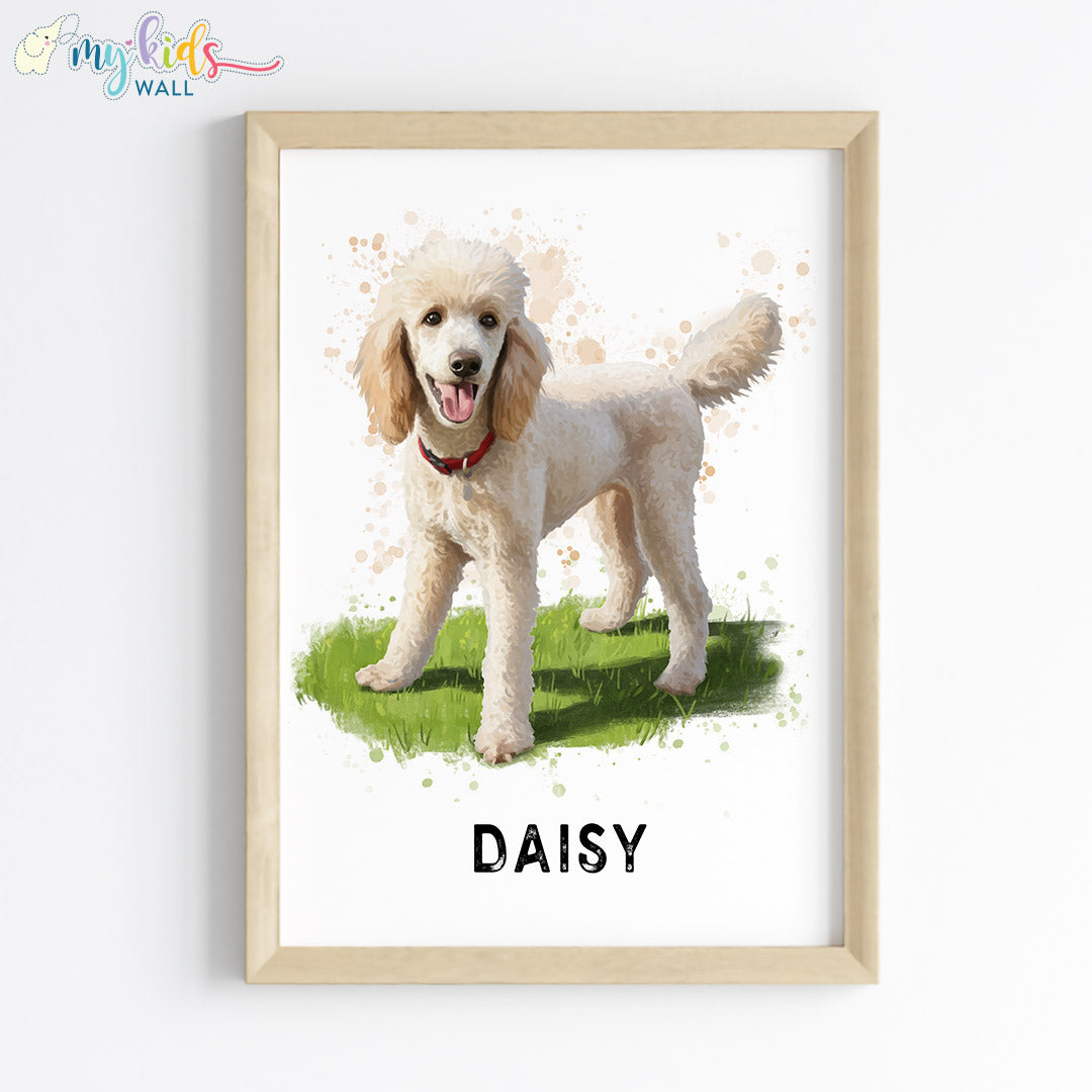 Poodle Dog Personalised Wall Art Framed Wooden