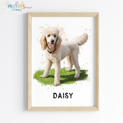 Poodle Dog Personalised Wall Art Framed Wooden