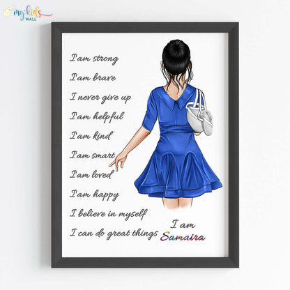 Positive affirmations ballerina wall art black frame