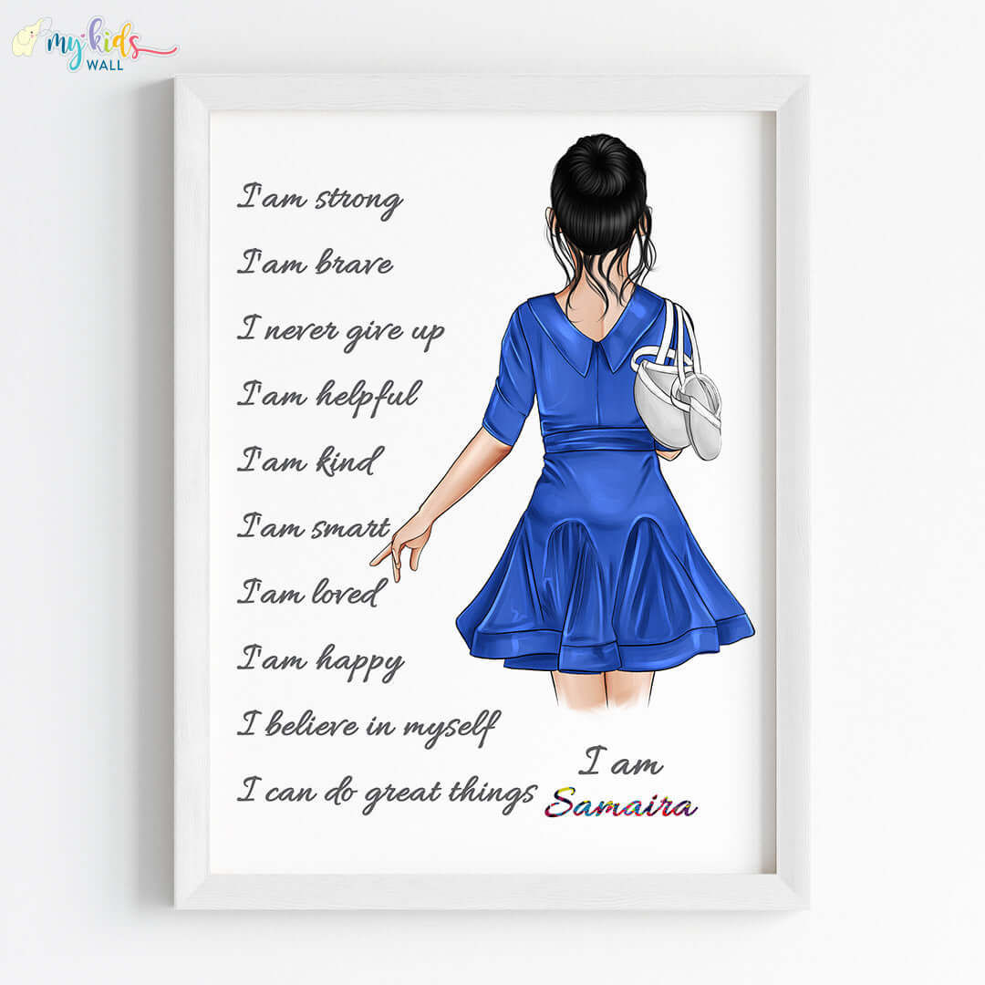 Positive affirmations ballerina wall art white frame