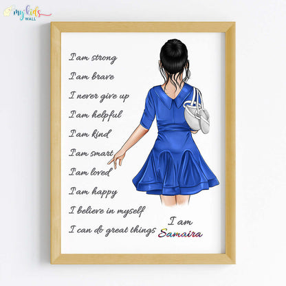 Positive affirmations ballerina wall art wooden frame