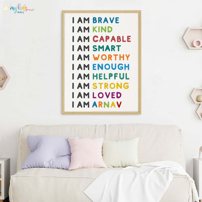 Positive affirmations quote wall art wooden frame