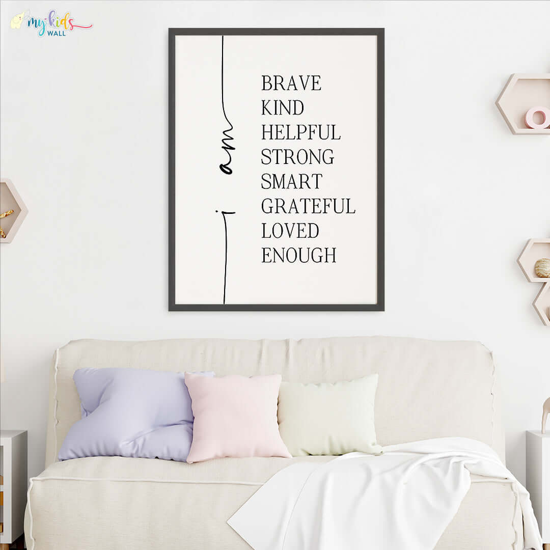 Inspirational positive attitude wall art black frame