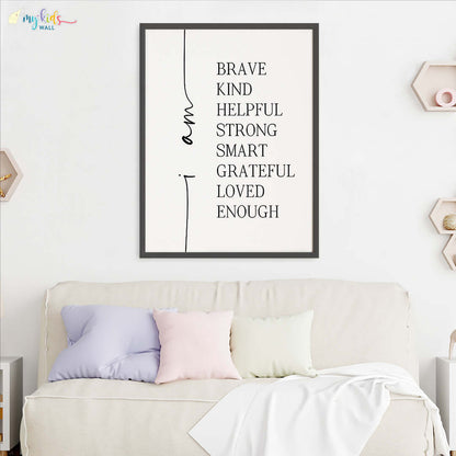 Inspirational positive attitude wall art black frame