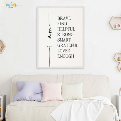 Inspirational positive attitude wall art white frame