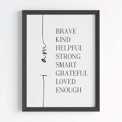 Inspirational positive attitude wall art black frame