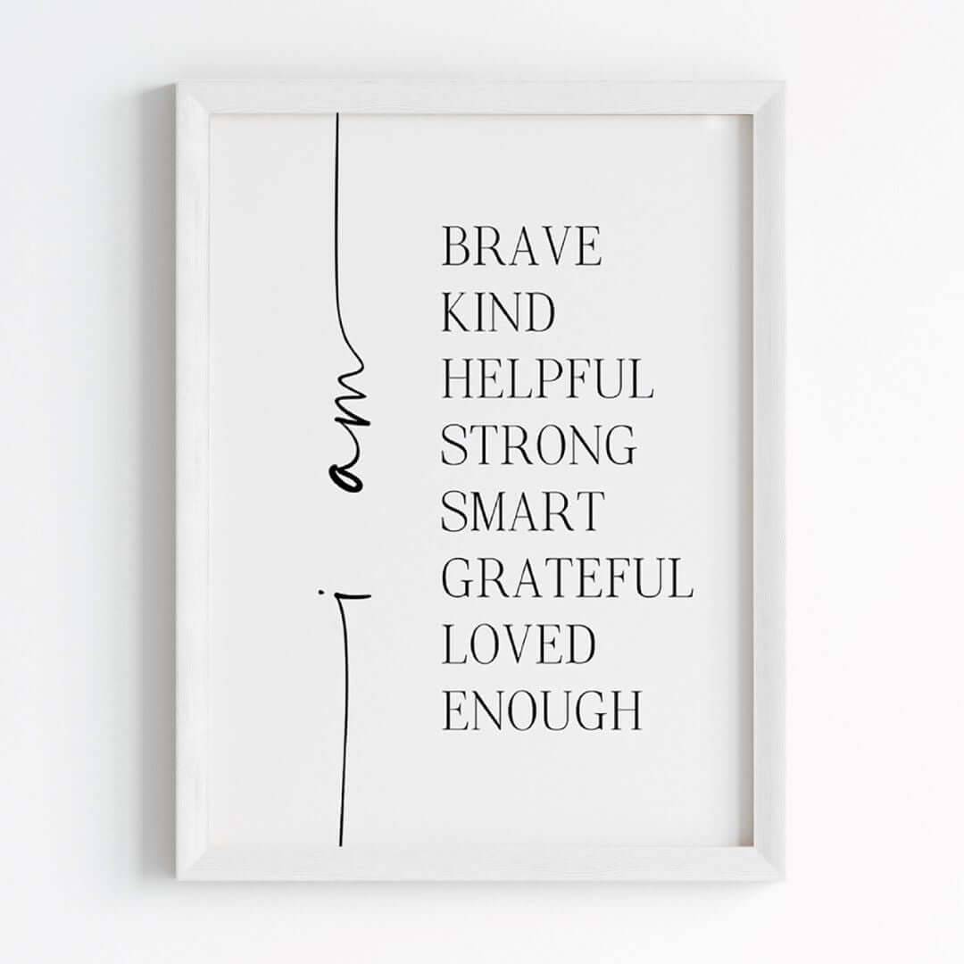 Inspirational positive attitude wall art white frame