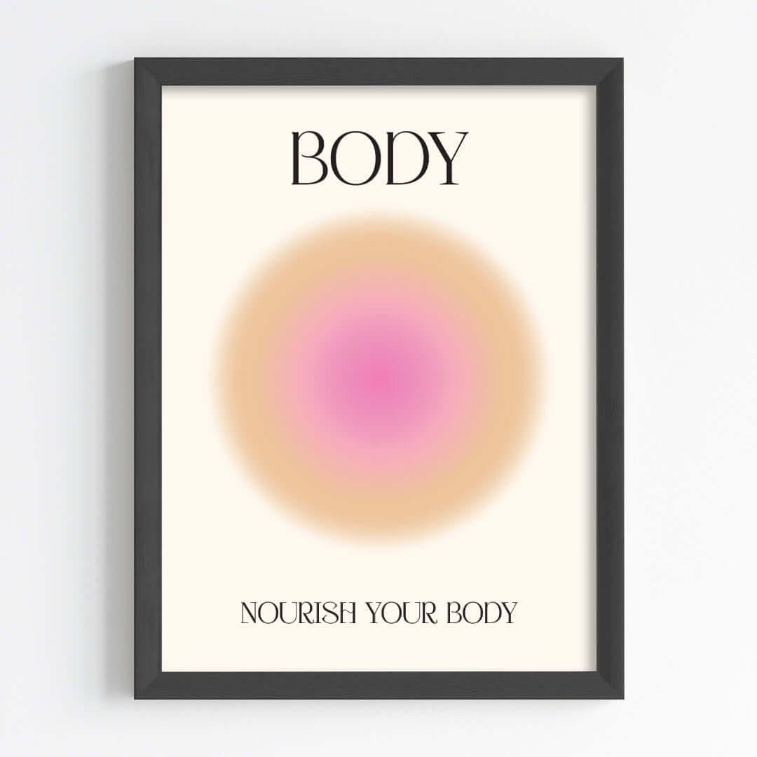 Positive aura body wall art black frame