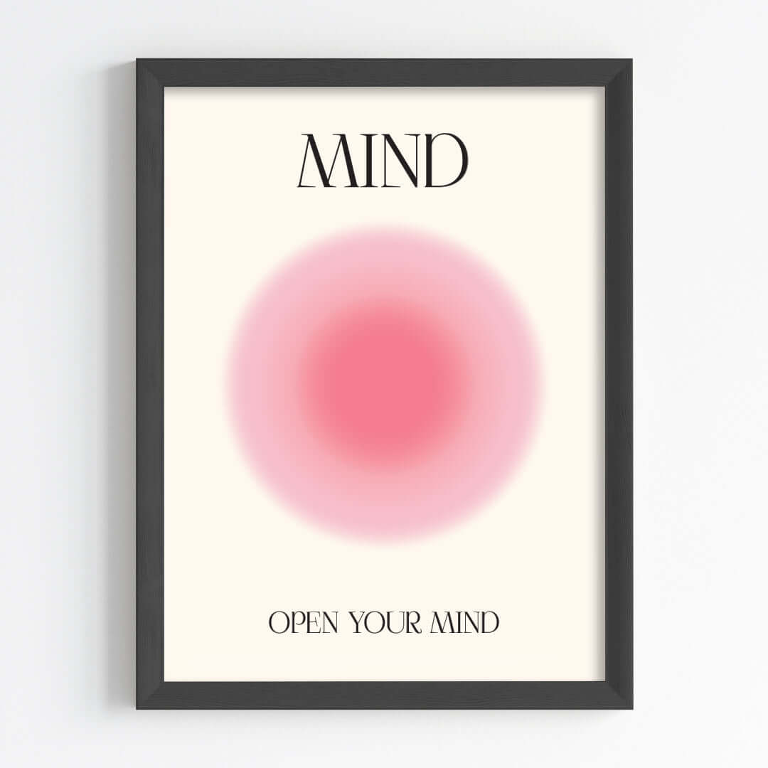 Positive aura mind wall art black frame