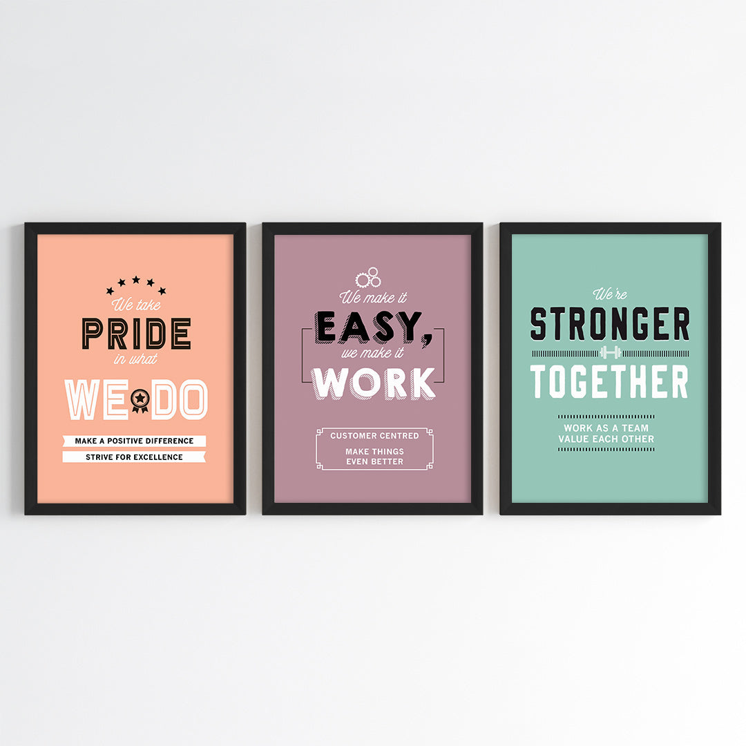 Positive Team Workplace Wall Art (Framed Set of 3)