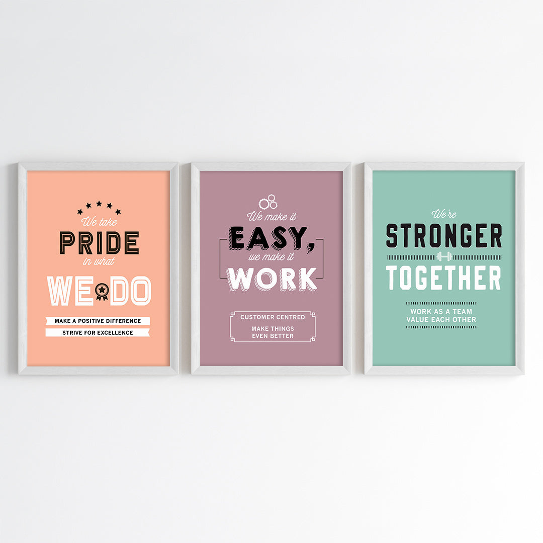 Positive Team Workplace Wall Art (Framed Set of 3)